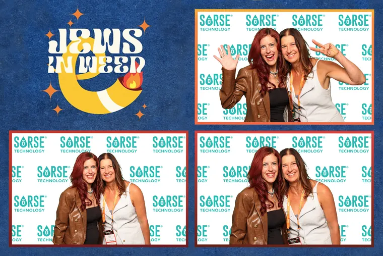 Photo booth strip of two women posing