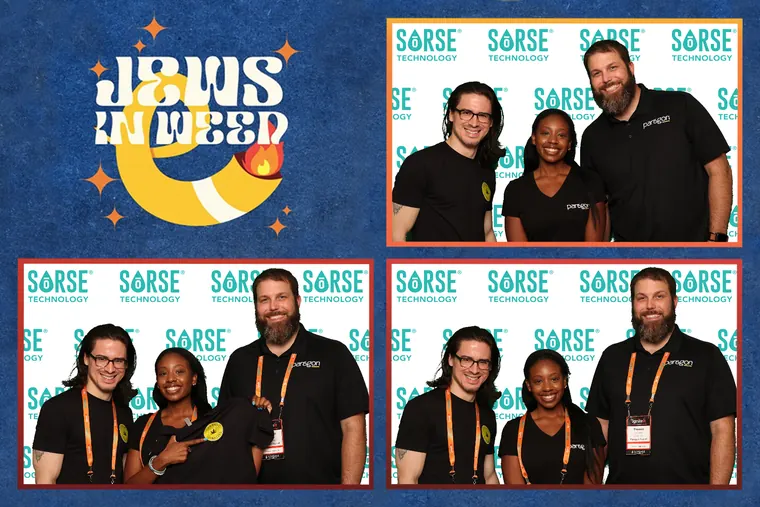 Photo booth strip of four guests in a row