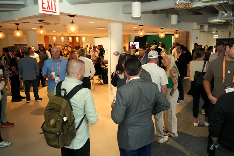 Wide view of the crowded Bagel Bash floor at IgniteIt Chicago